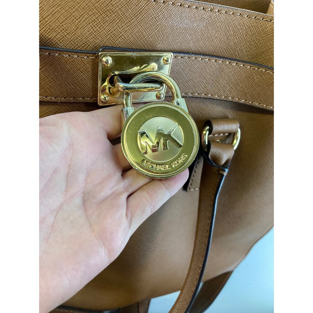 MICHAEL KORS, HAMILTON LARGE BROWN LEATHER SHOULDER BAG ASIS - Picture 14 of 15